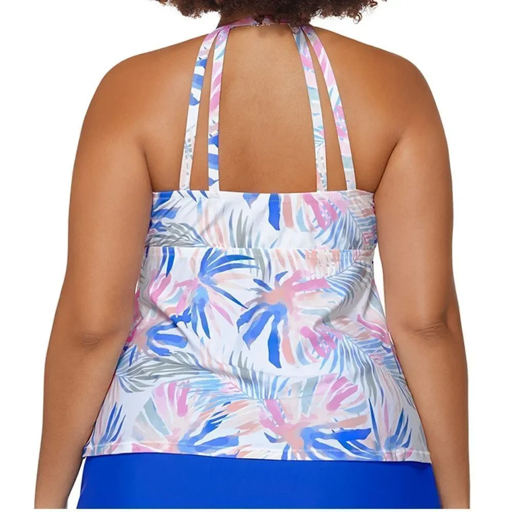 Raisins Curvy Rosalie Keyhole Halter Neck Tankini Swimsuit Top and Bottom 20W